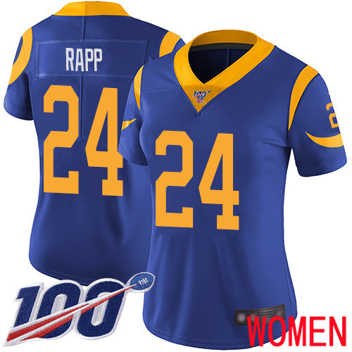 Los Angeles Rams Limited Royal Blue Women Taylor Rapp Alternate Jersey NFL Football 24 100th Season Vapor Untouchable